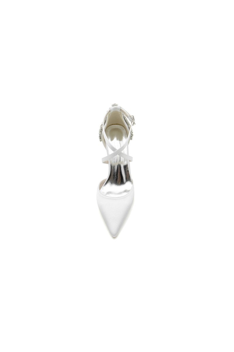 Pointed Toe Cross Strap With Rhinestones Stiletto Heels
