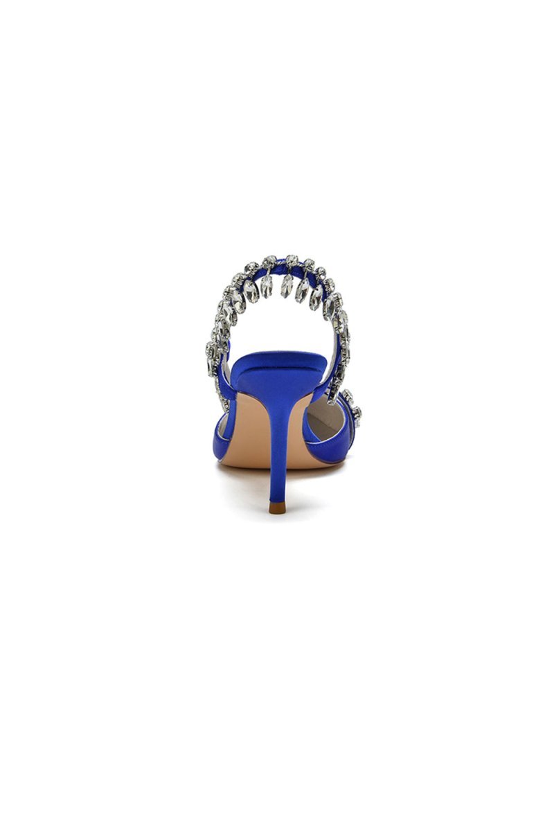Pointed Toe Heels With Crystal Slingback Strap