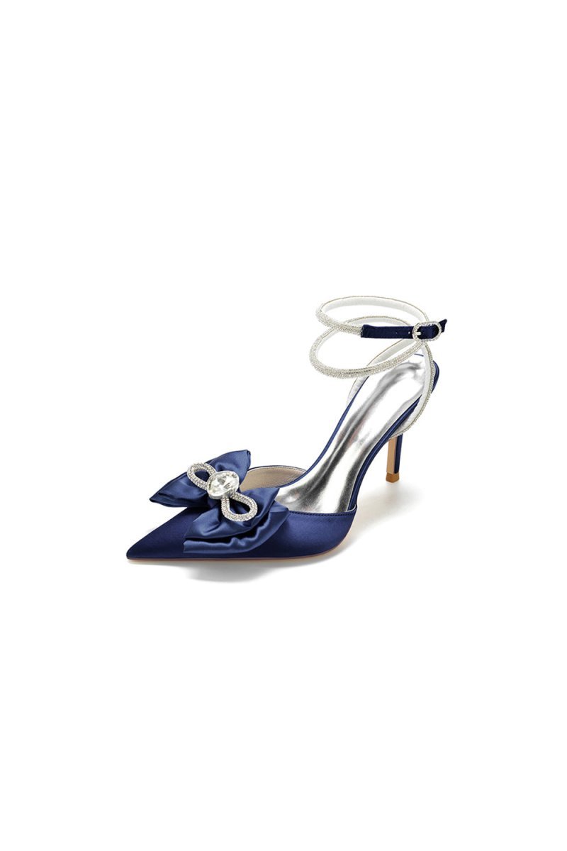 Pointed Toe Heels with Ribbon Bow - BOLODOO