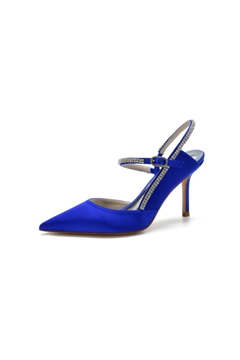 Pointed Toe Stiletto Heel with Crystal Strap - BOLODOO