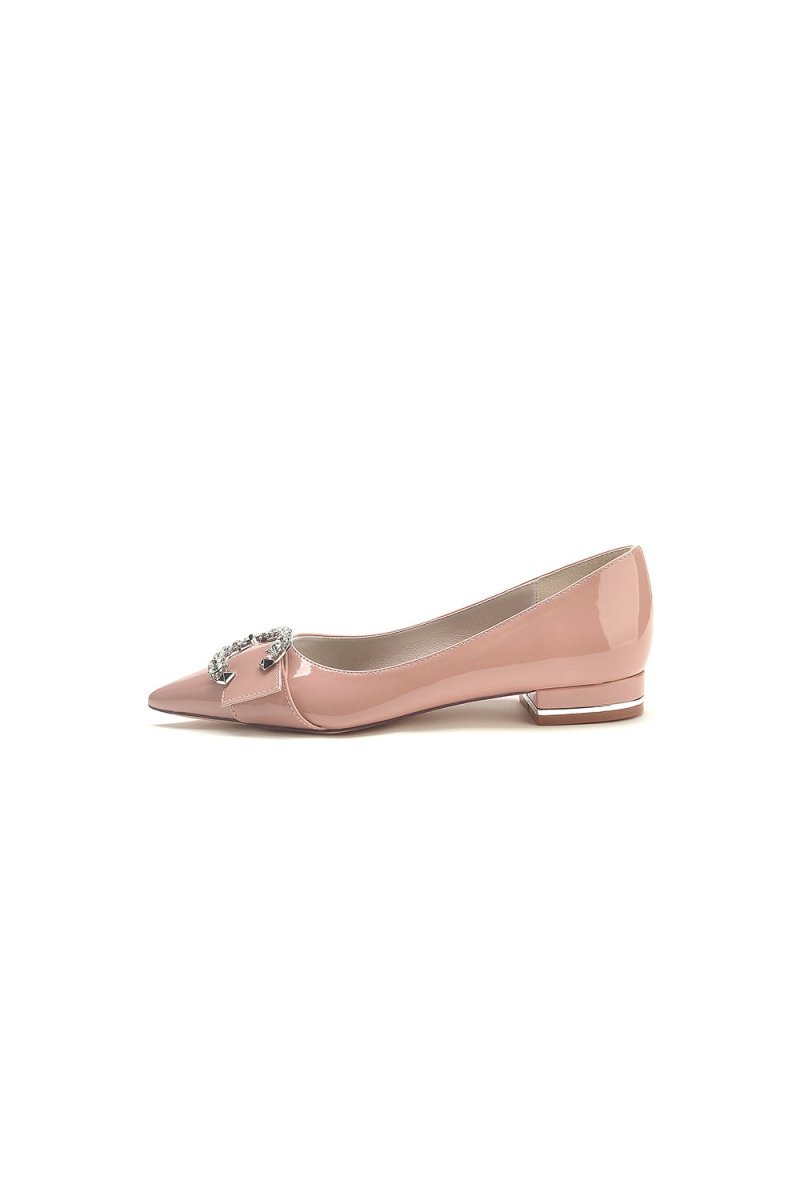 Pointed-Toe Flats with Diamond-Accented Metal Buckle U18447-2