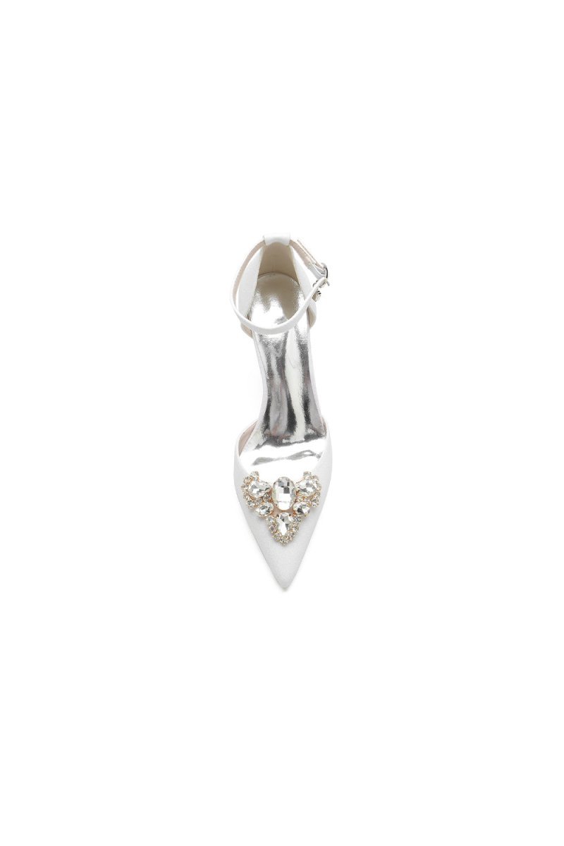 Pointed Toe Glitter Ankle Strap Rhinestone High Heels