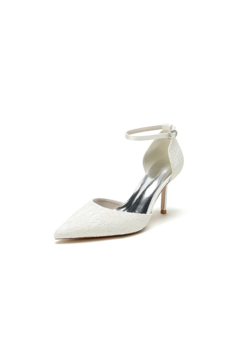 Pointed Toe Bridal Heels with Ankle Strap - BOLODOO