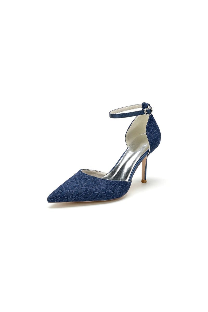 Pointed Toe Bridal Heels with Ankle Strap - BOLODOO