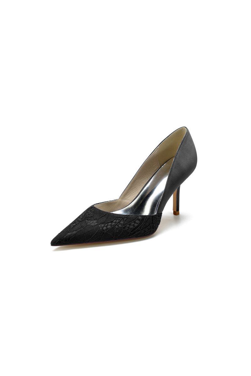 Pointed Toe Lace Pattern Stiletto Heels - BOLODOO