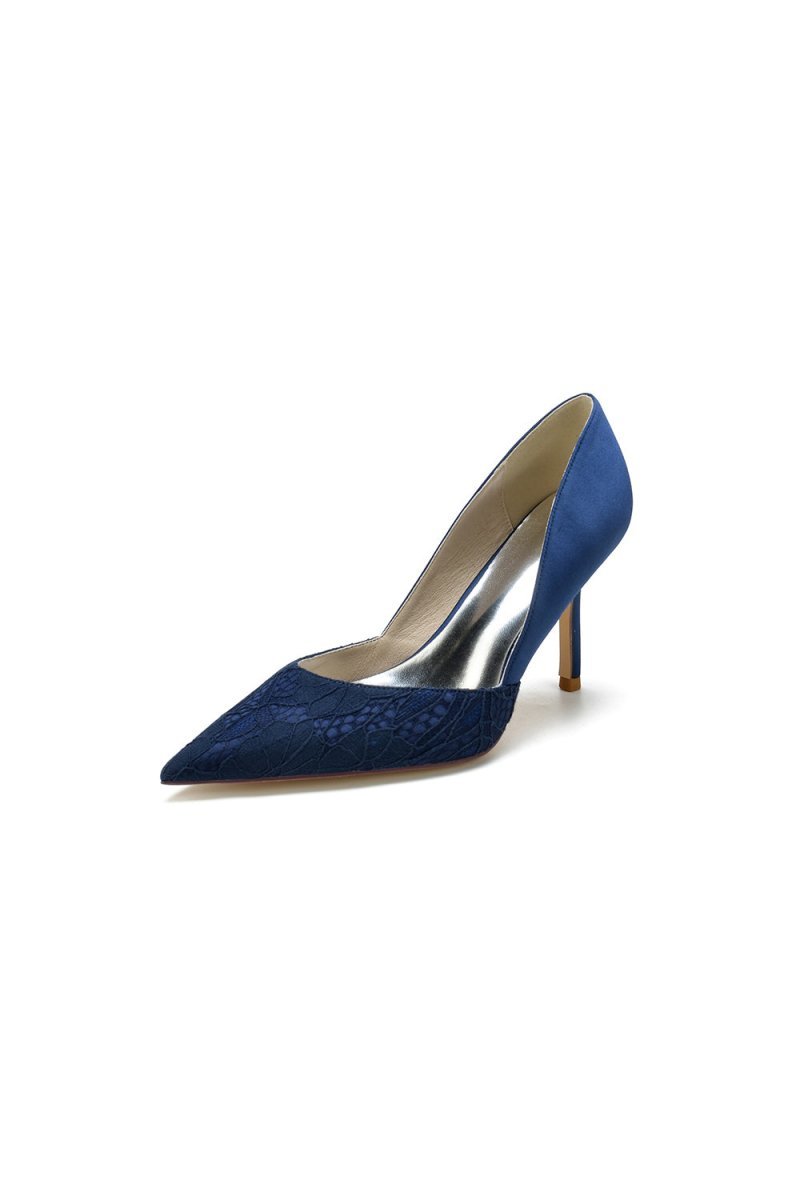 Pointed Toe Lace Pattern Stiletto Heels - BOLODOO