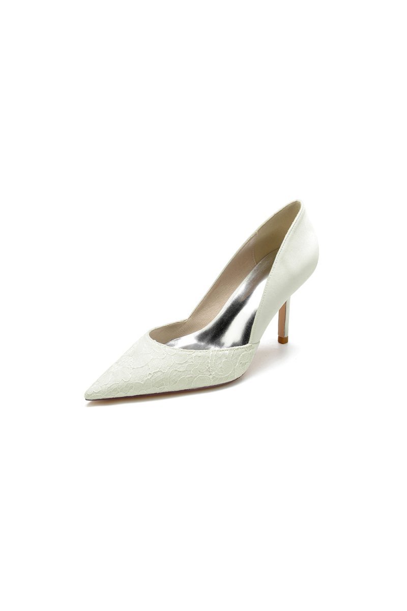Pointed Toe Lace Pattern Stiletto Heels - BOLODOO
