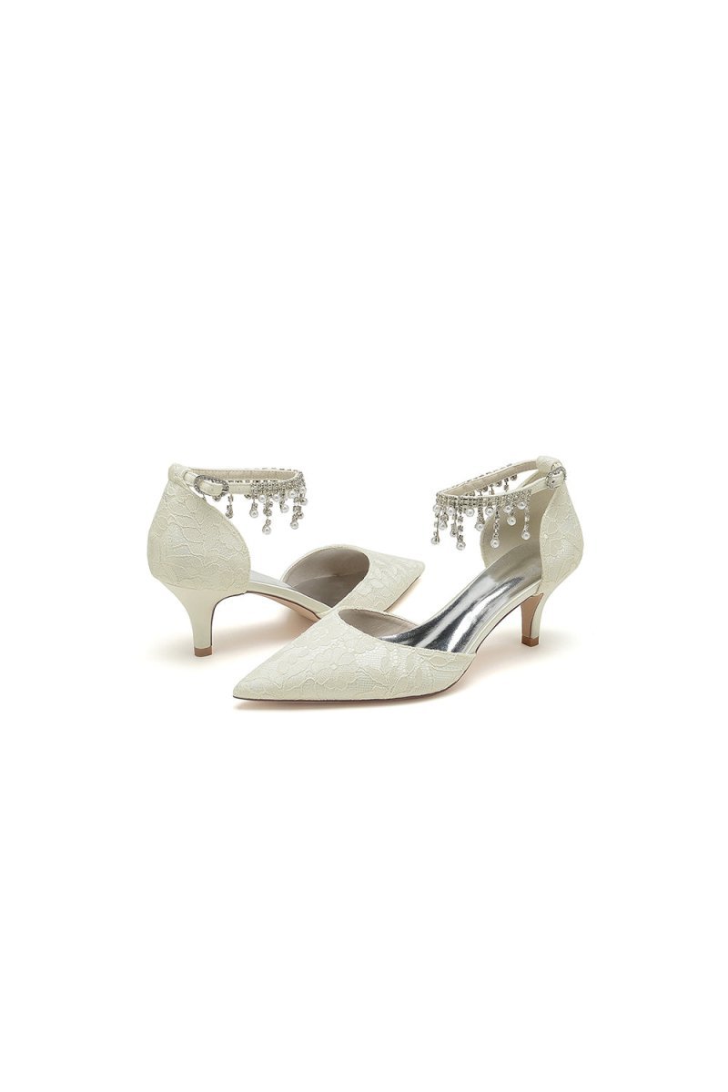 Pointed Toe Pearl Chain Strap High Heels