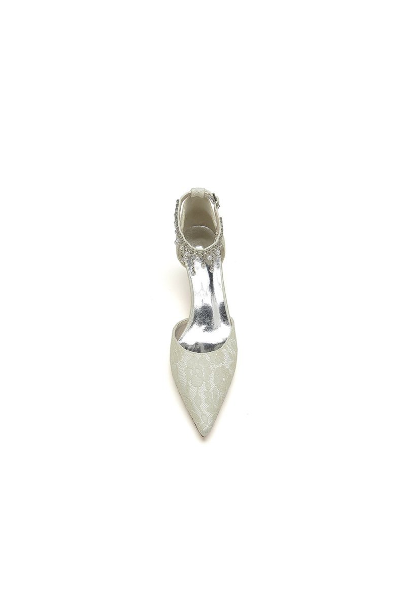Pointed Toe Pearl Chain Strap High Heels