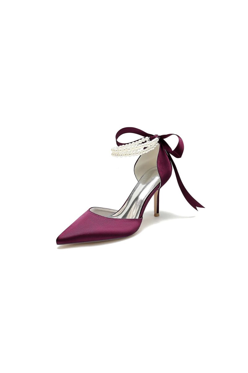 Pointed Toe Party Shoes with Ribbon Tie - BOLODOO