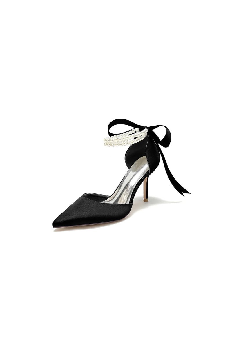 Pointed Toe Party Shoes with Ribbon Tie - BOLODOO