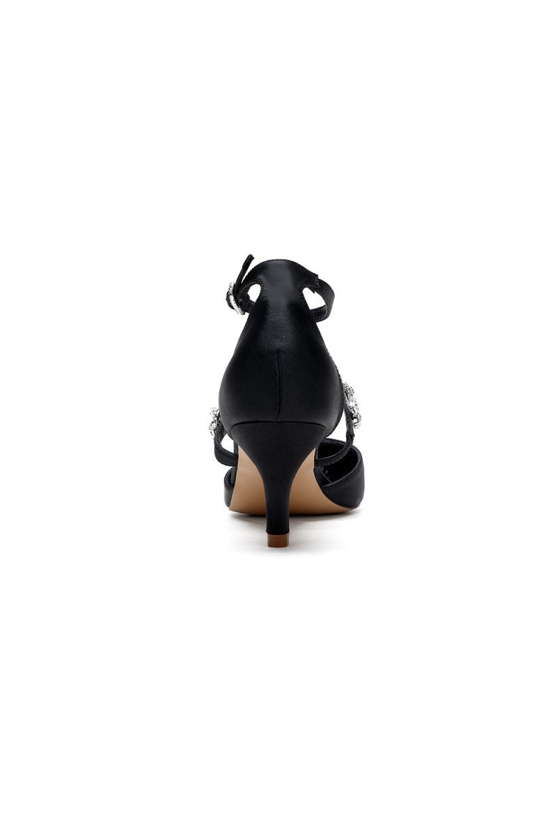 Pointed Toe Rhinestone Ankle Straps High Heels