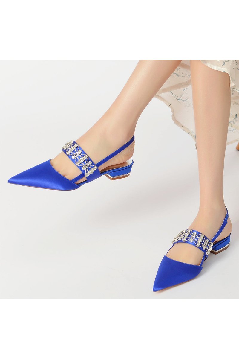 Pointed Toe Rhinestone Beaded Kitten Heels