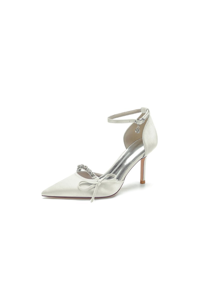 Pointed Toe Party Heels with Bow - BOLODOO