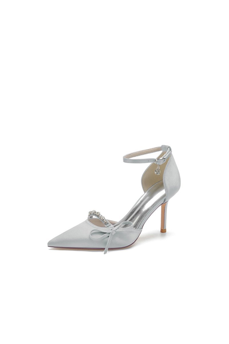 Pointed Toe Party Heels with Bow - BOLODOO