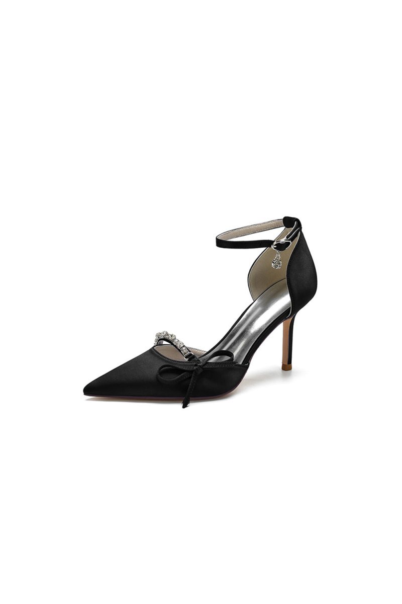 Pointed Toe Party Heels with Bow - BOLODOO