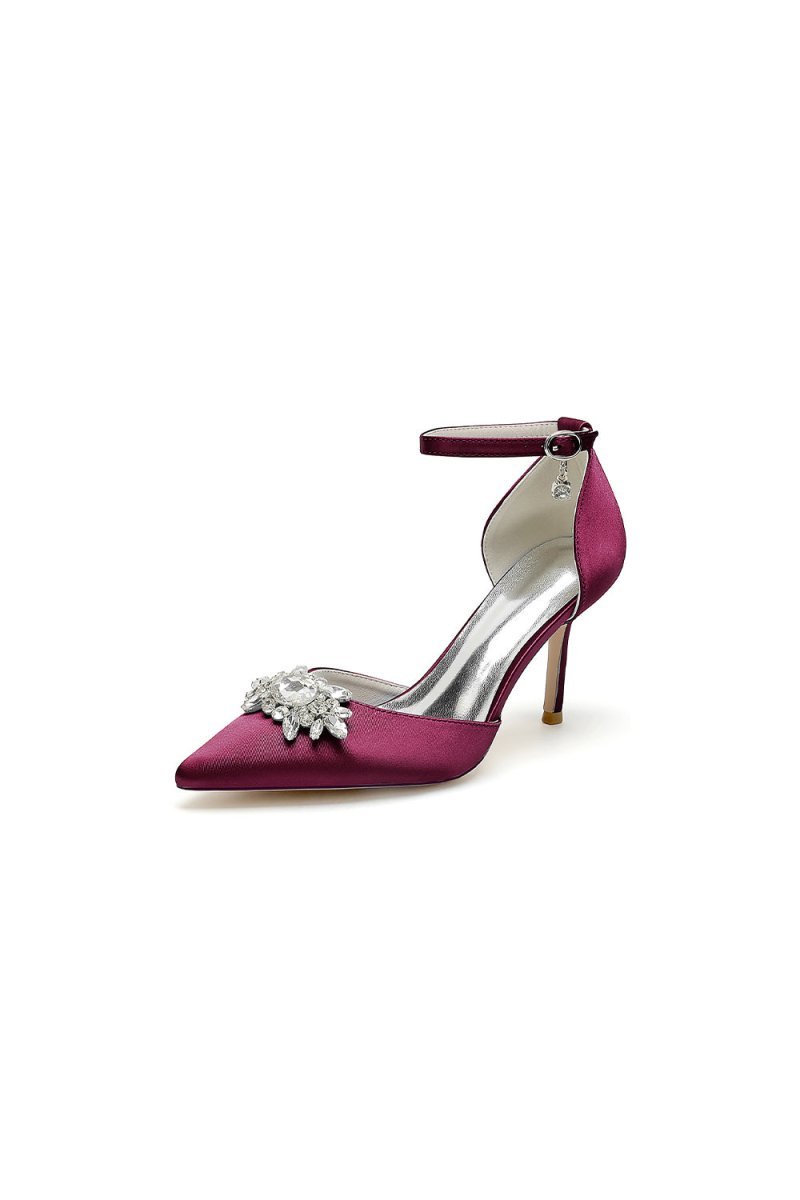 White Pointed Toe with Rhinestone Flower - BOLODOO