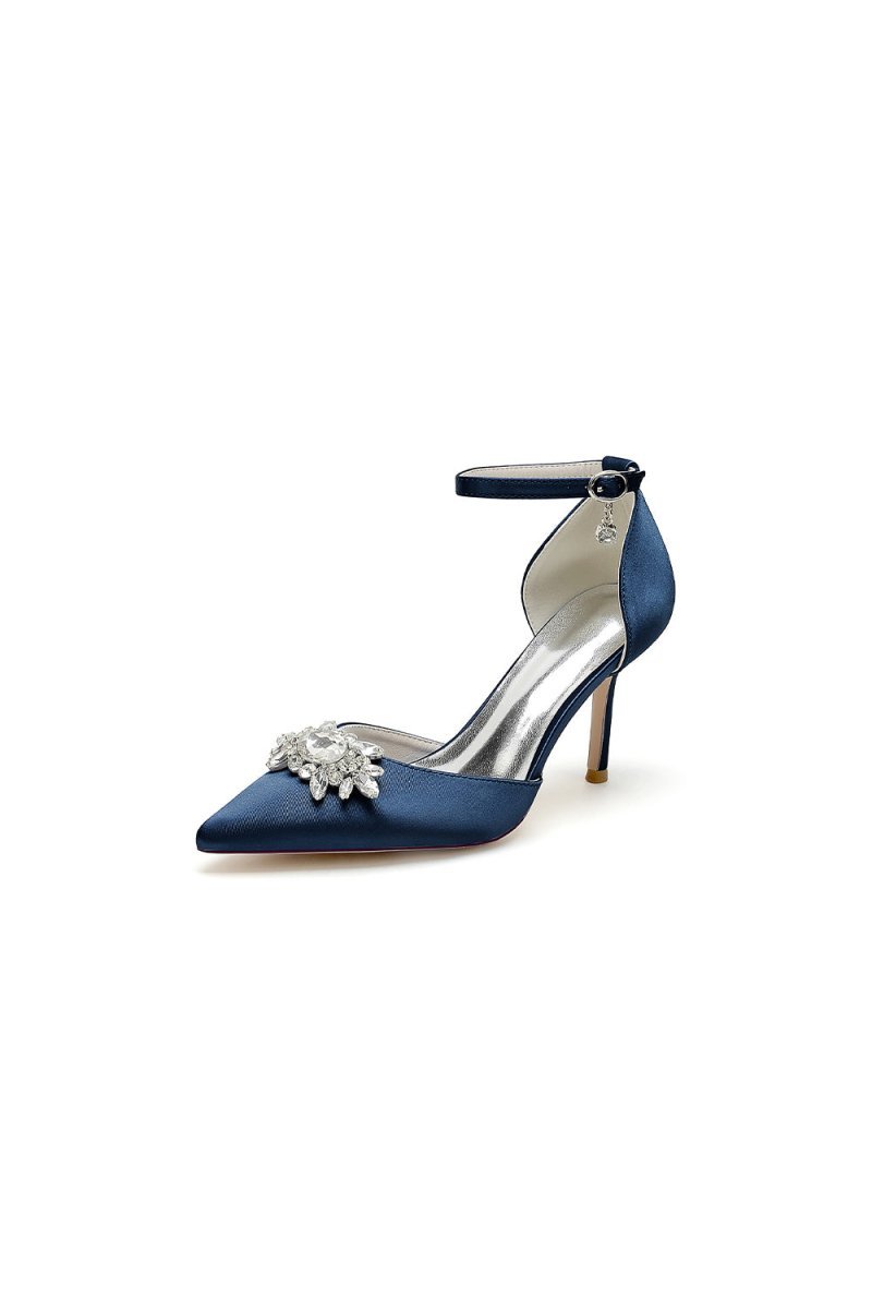 White Pointed Toe with Rhinestone Flower - BOLODOO