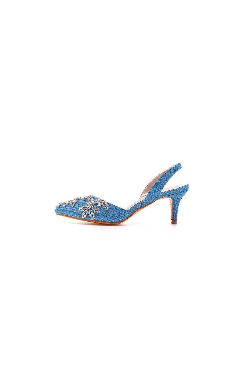 Pointed Toe rhinestone Glitter Slingback Pumps - BOLODOO