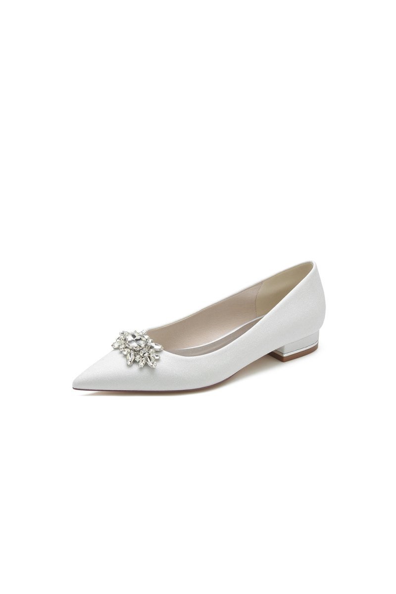 Pointed Toe Rhinestone Slip - on Low Heels - BOLODOO