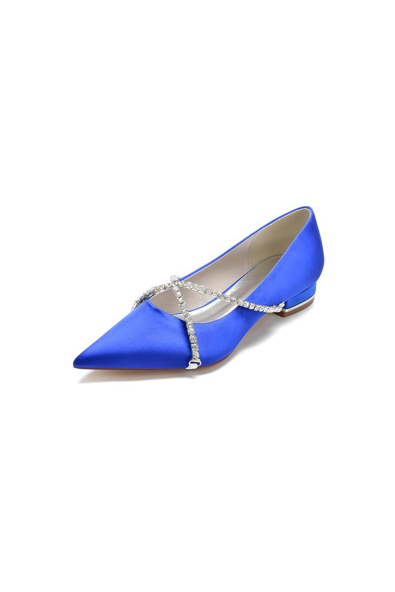 Pointed Toe Rhinestone Strap Kitten Heels - BOLODOO