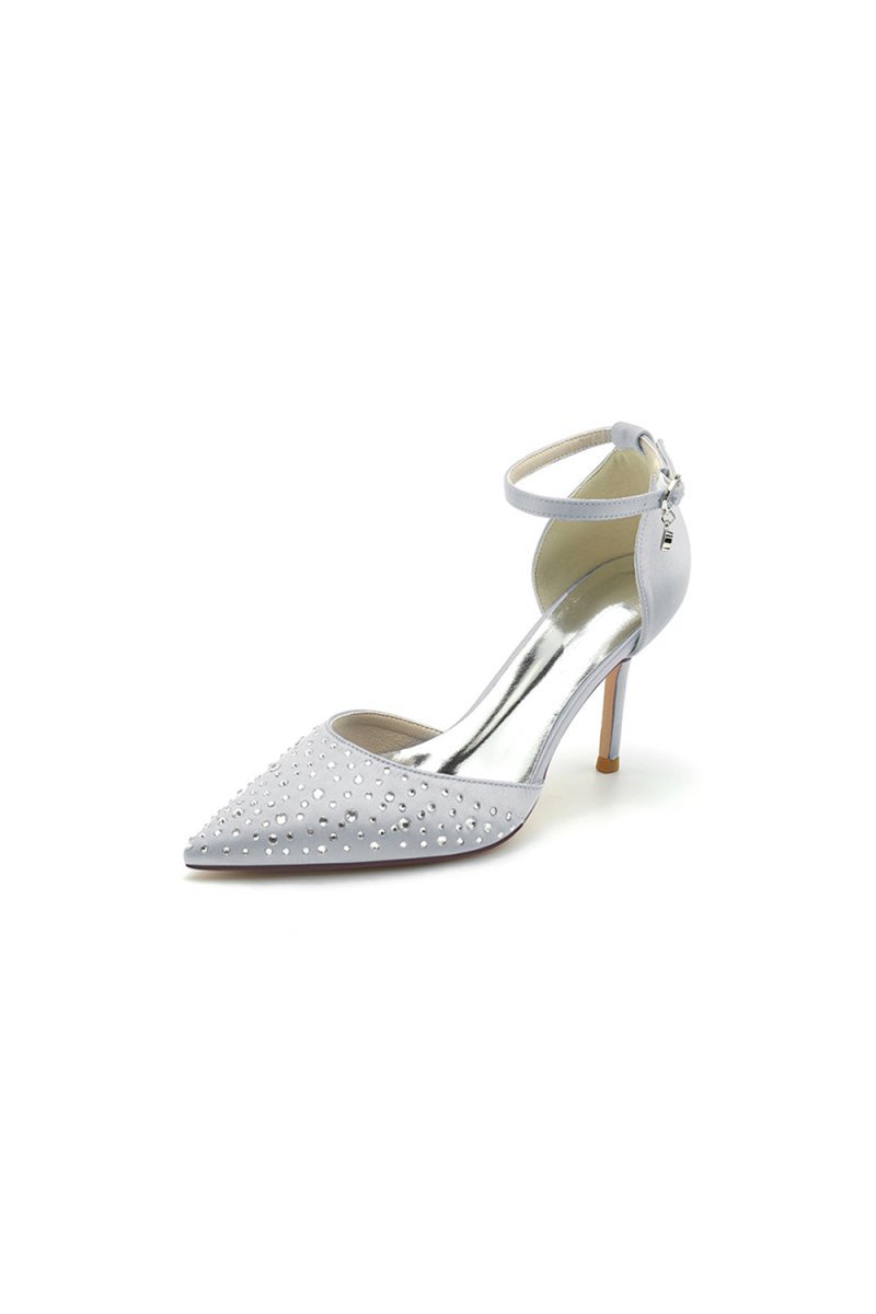 Pointed Toe High Heels with Ankle Strap - BOLODOO