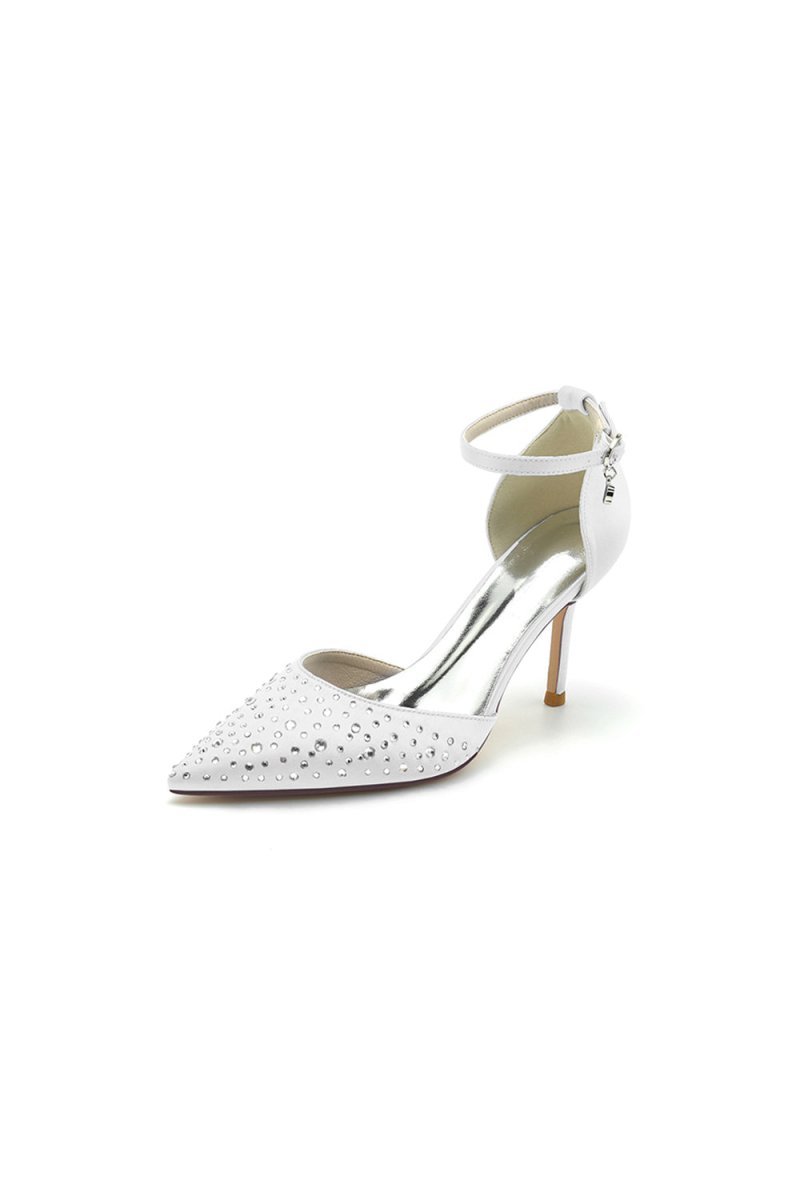 Pointed Toe High Heels with Ankle Strap - BOLODOO