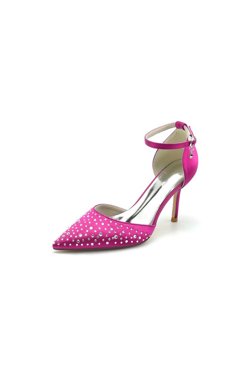 Pointed Toe High Heels with Ankle Strap - BOLODOO
