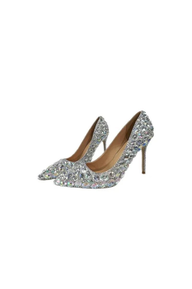 Pointed Toe Stiletto High Heels Shoes with Rhinestones - BOLODOO
