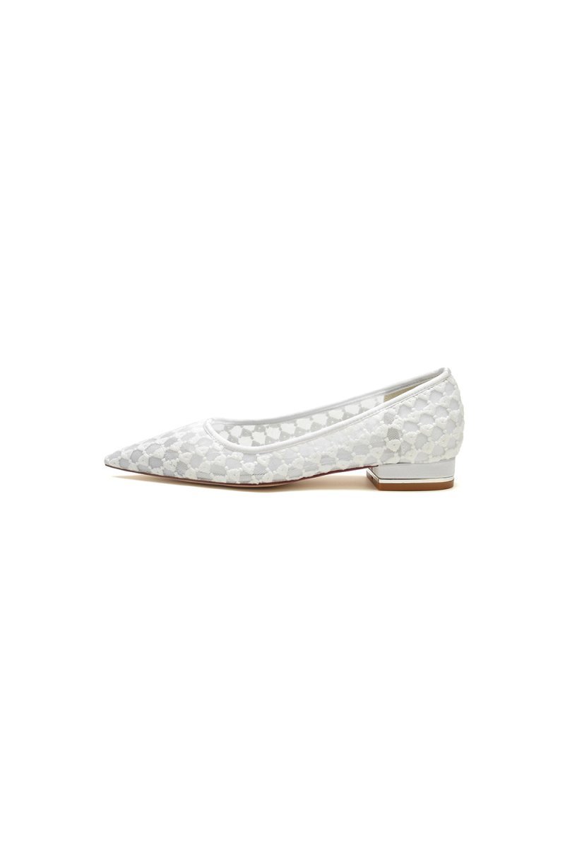 Pointed Toe Lace Wedding Flats �C Low Heel Bridal Shoes