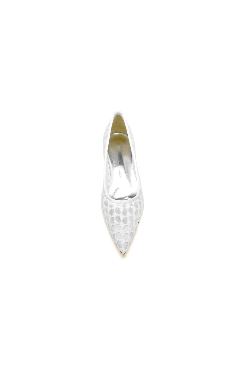 Pointed Toe Lace Wedding Flats �C Low Heel Bridal Shoes