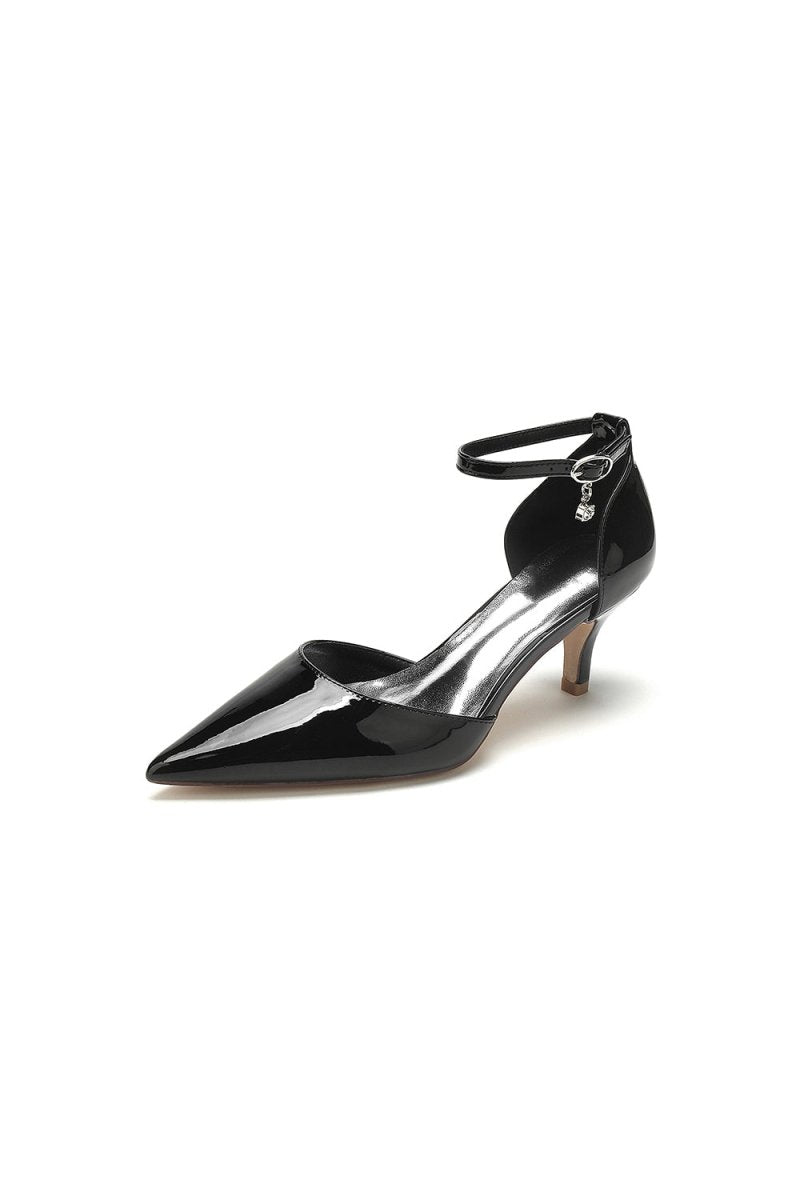 Pointed Toe Wedding High Heels with Ankle Strap - BOLODOO