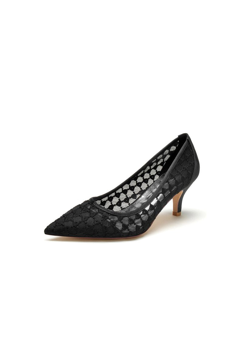 Lace Pointed Toe Wedding Stiletto Heels - BOLODOO