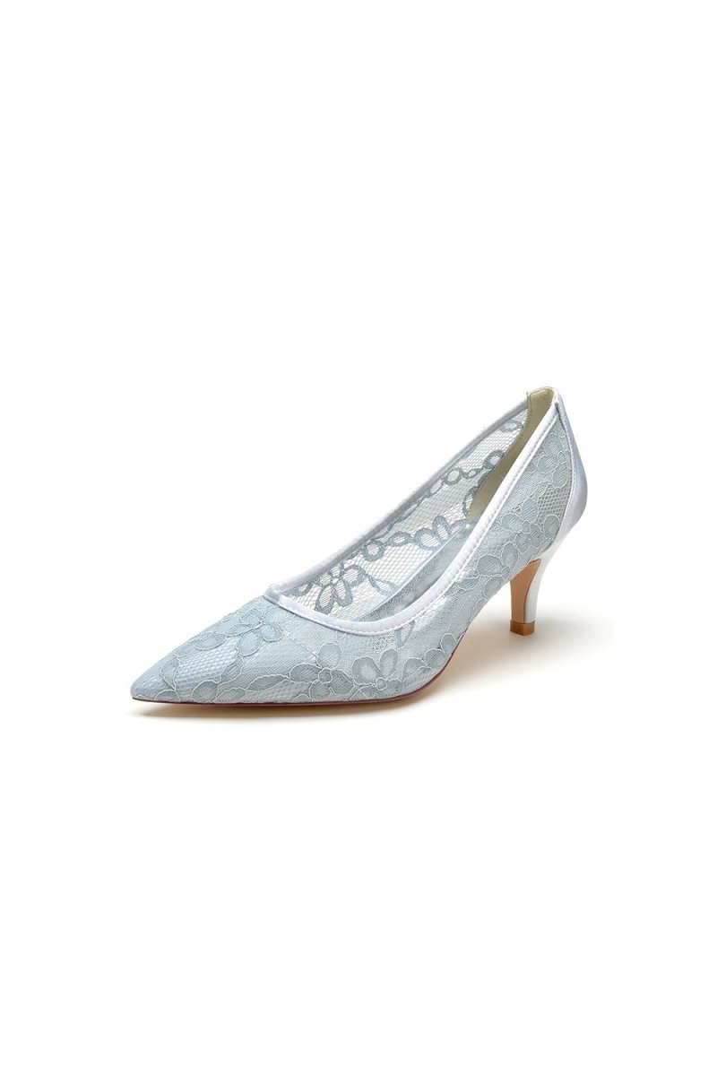 Lace Pointed Toe Wedding Stiletto Heels - BOLODOO