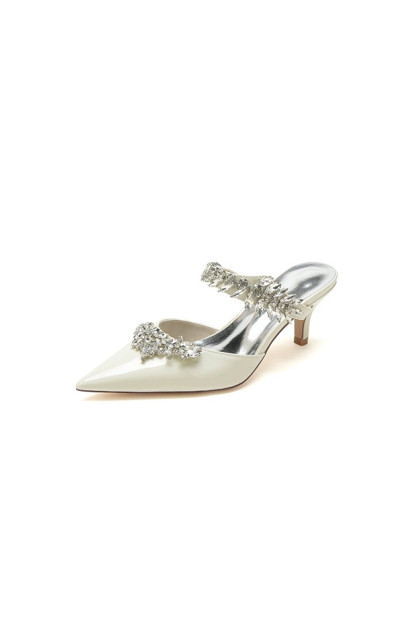 Rhinestone Pointed Toe Wedding Stiletto Heels - BOLODOO