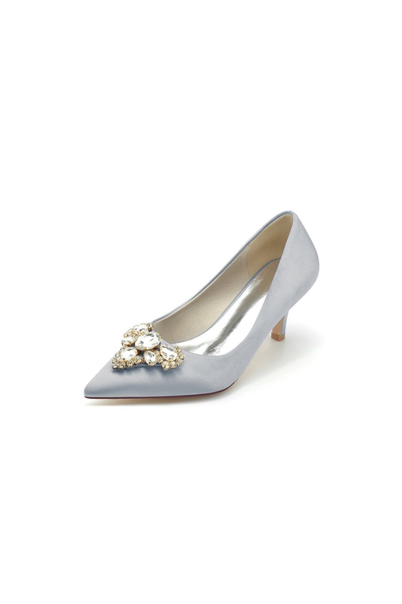 Pointed Toe Stiletto Heels with Rhinestone - BOLODOO
