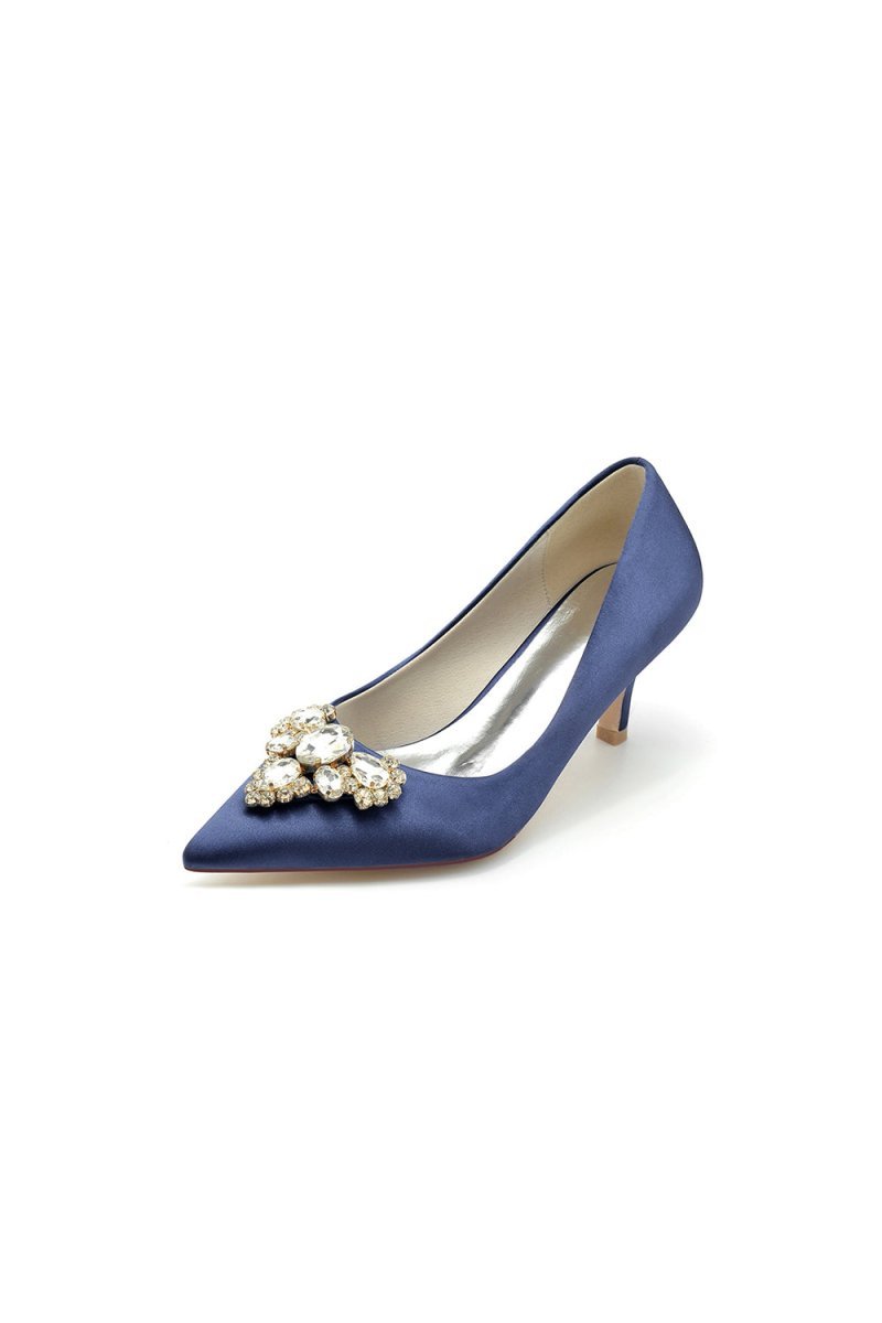 Pointed Toe Stiletto Heels with Rhinestone - BOLODOO