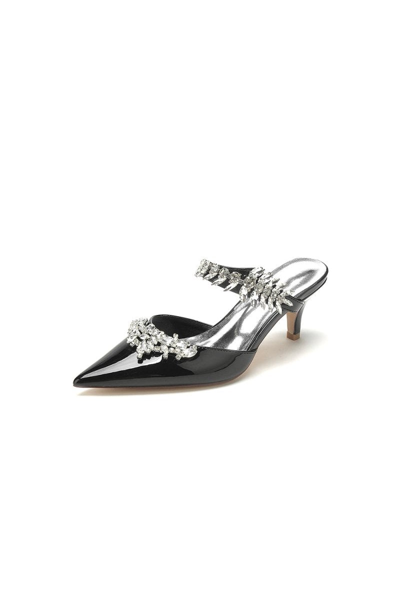 Rhinestone Pointed Toe Wedding Stiletto Heels - BOLODOO