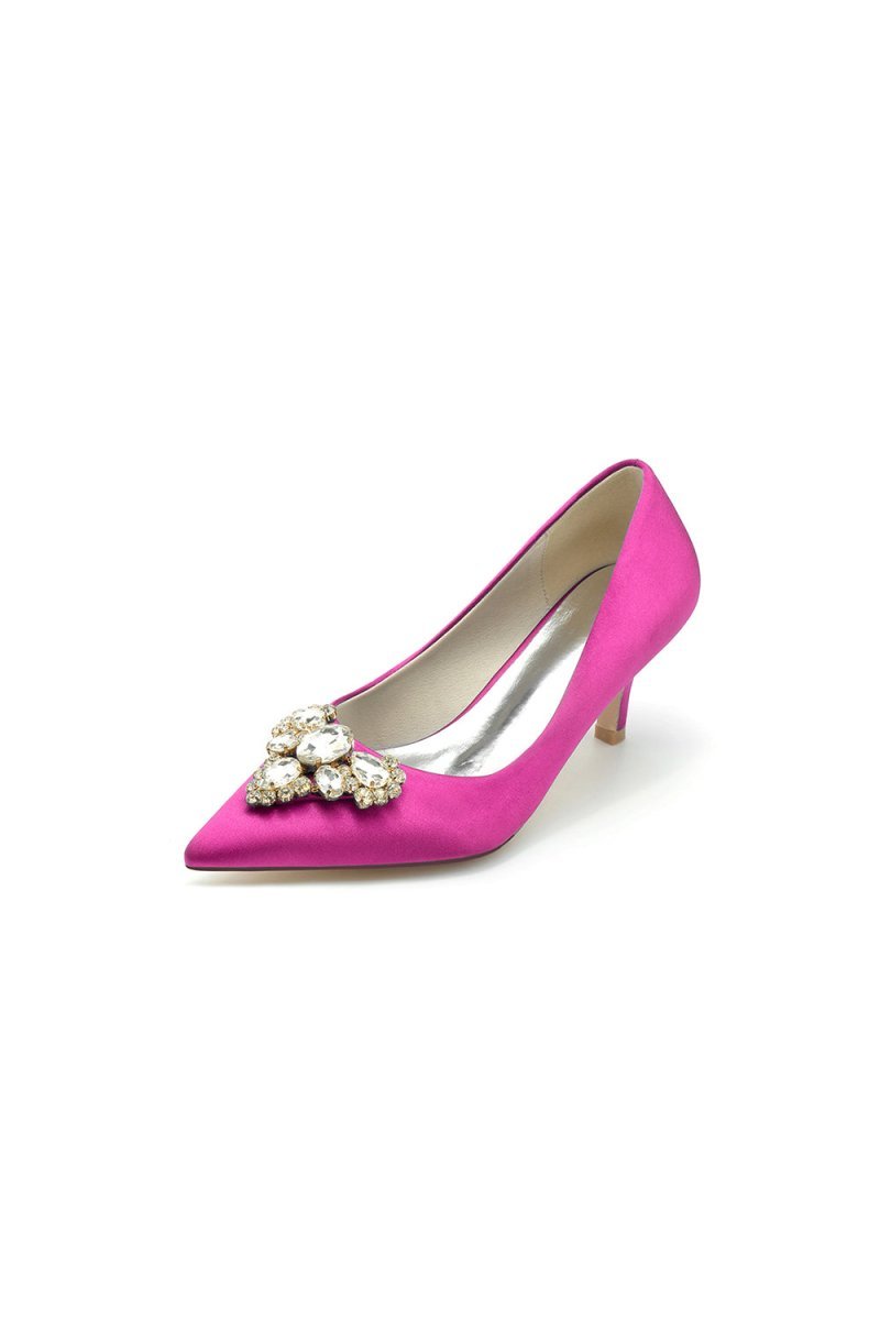 Pointed Toe Stiletto Heels with Rhinestone - BOLODOO