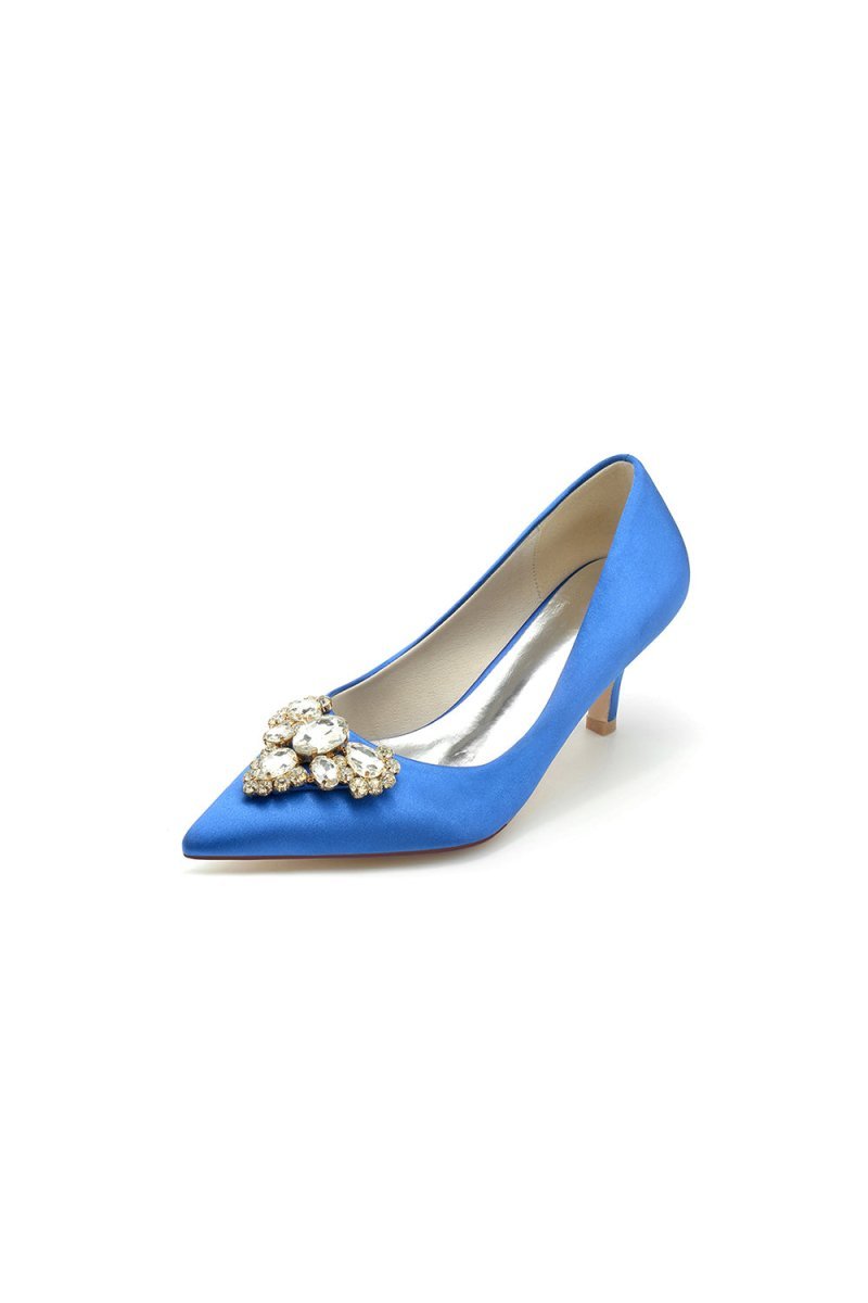 Pointed Toe Stiletto Heels with Rhinestone - BOLODOO