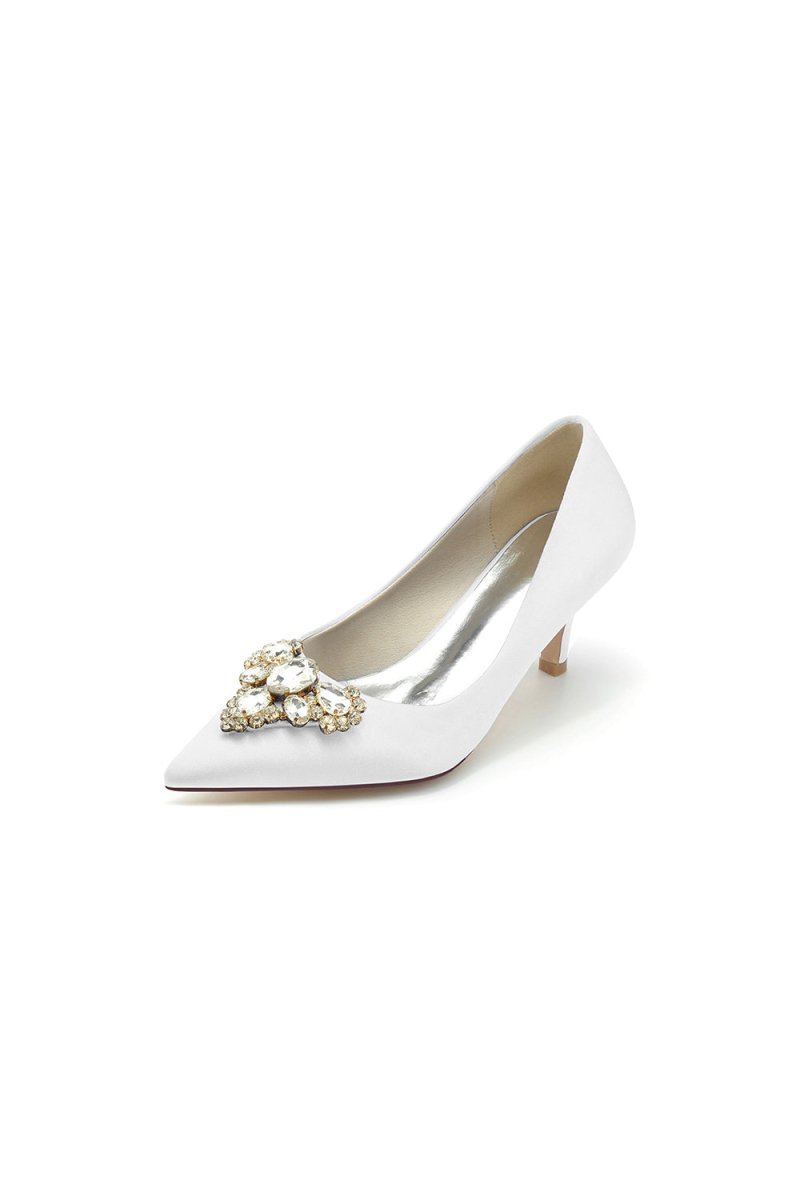 Pointed Toe Stiletto Heels with Rhinestone - BOLODOO