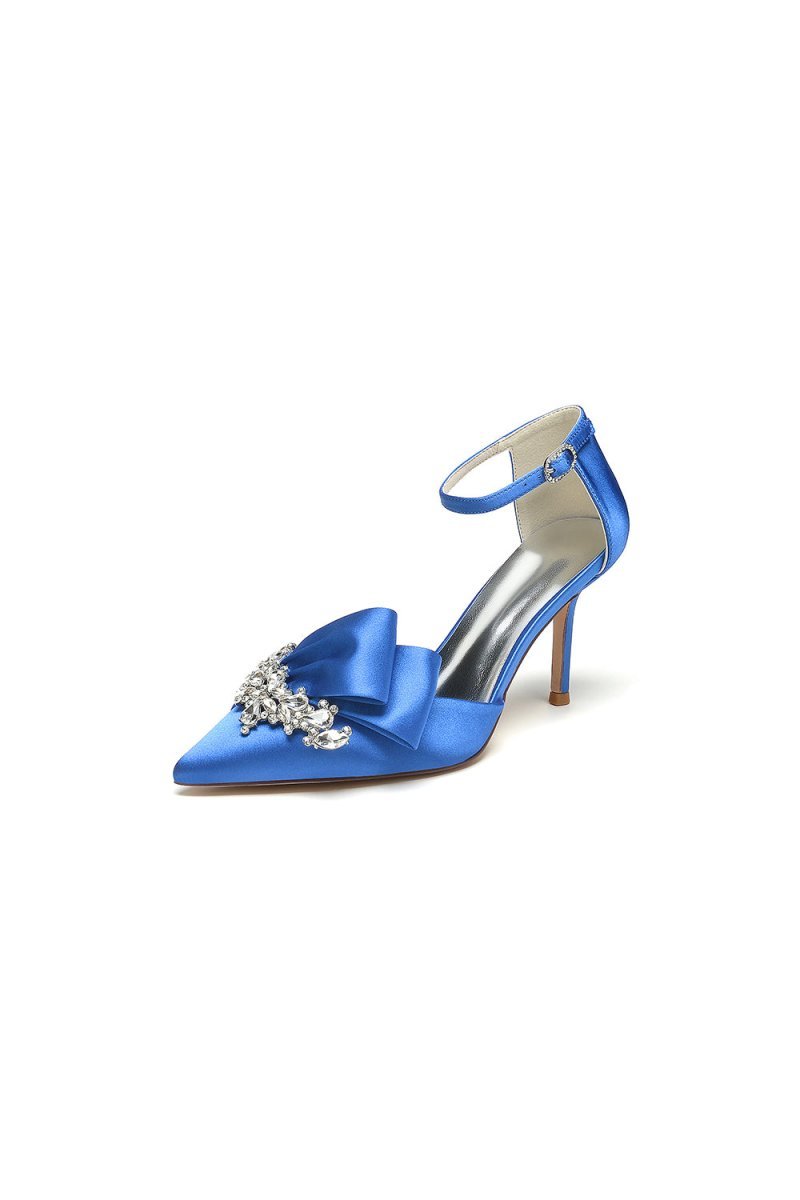 Pointed Toe With Rhinestone Stiletto Heels - BOLODOO