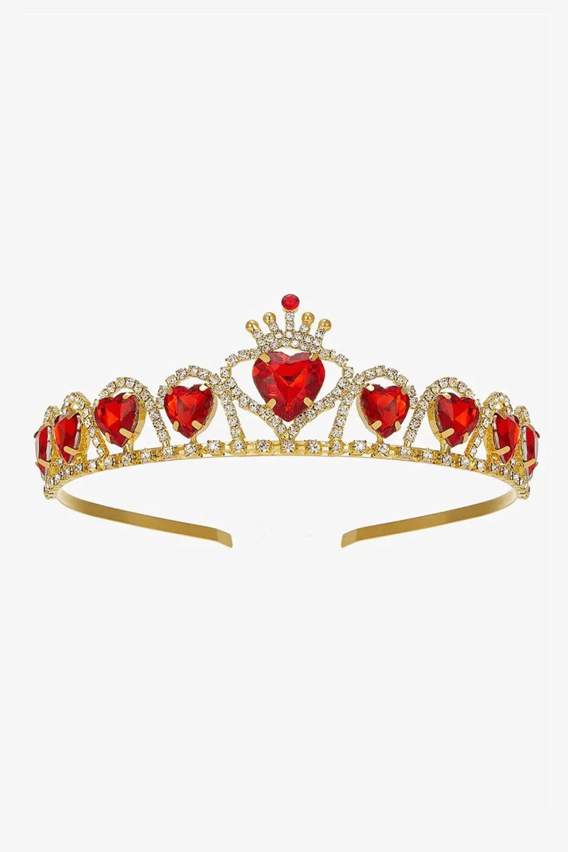 Red Heart Shape Crystal Rhinestone Tiara - BOLODOO
