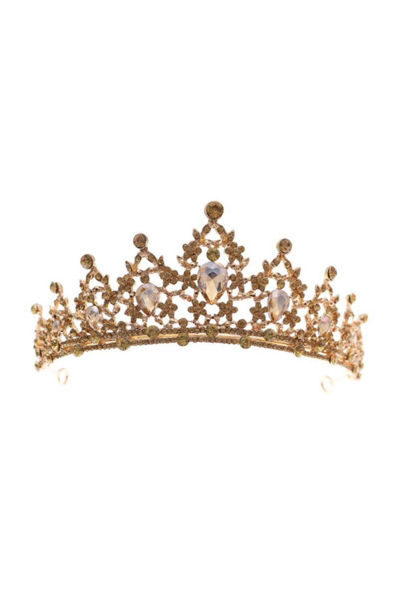 Women��s Gold Princess Rhinestone Crowns - BOLODOO