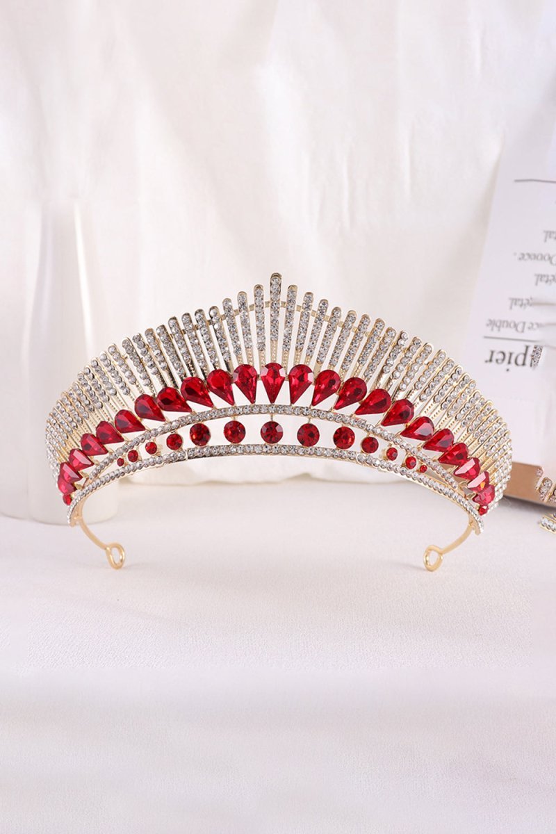 Red Rhinestone Bridal Tiara - BOLODOO