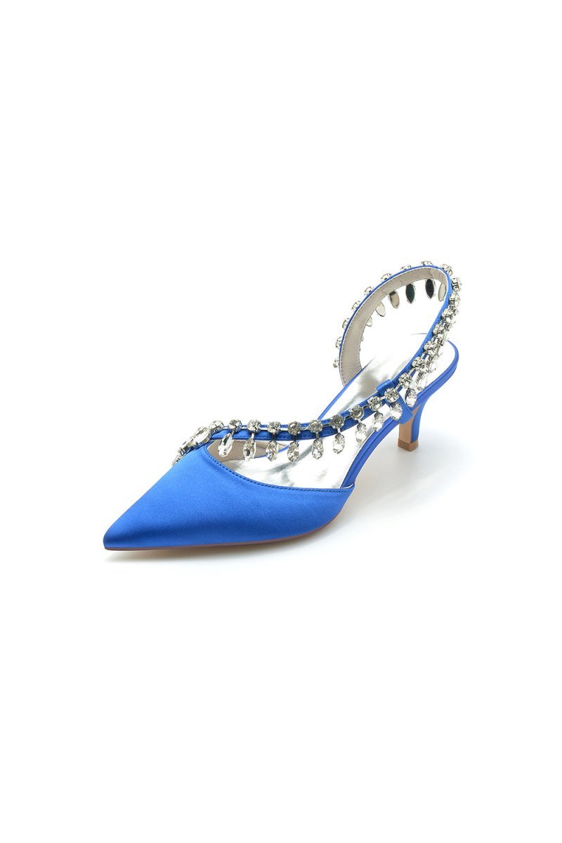 Rhinestone Beaded Pointed Toe High Heels - BOLODOO
