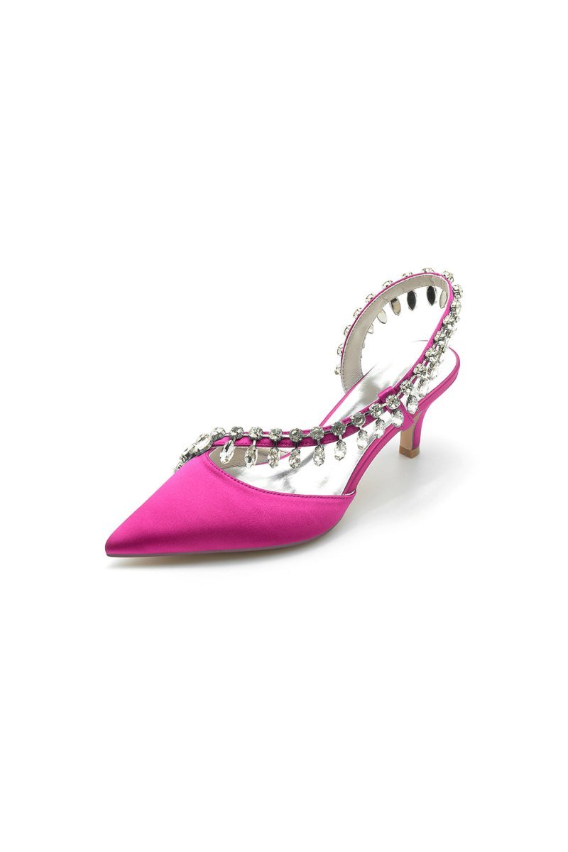 Rhinestone Beaded Pointed Toe High Heels - BOLODOO