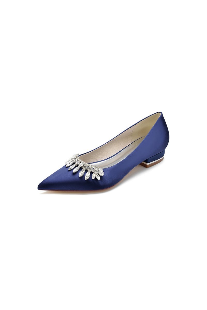 Rhinestone Cocktail Pointed Toe Flats - BOLODOO