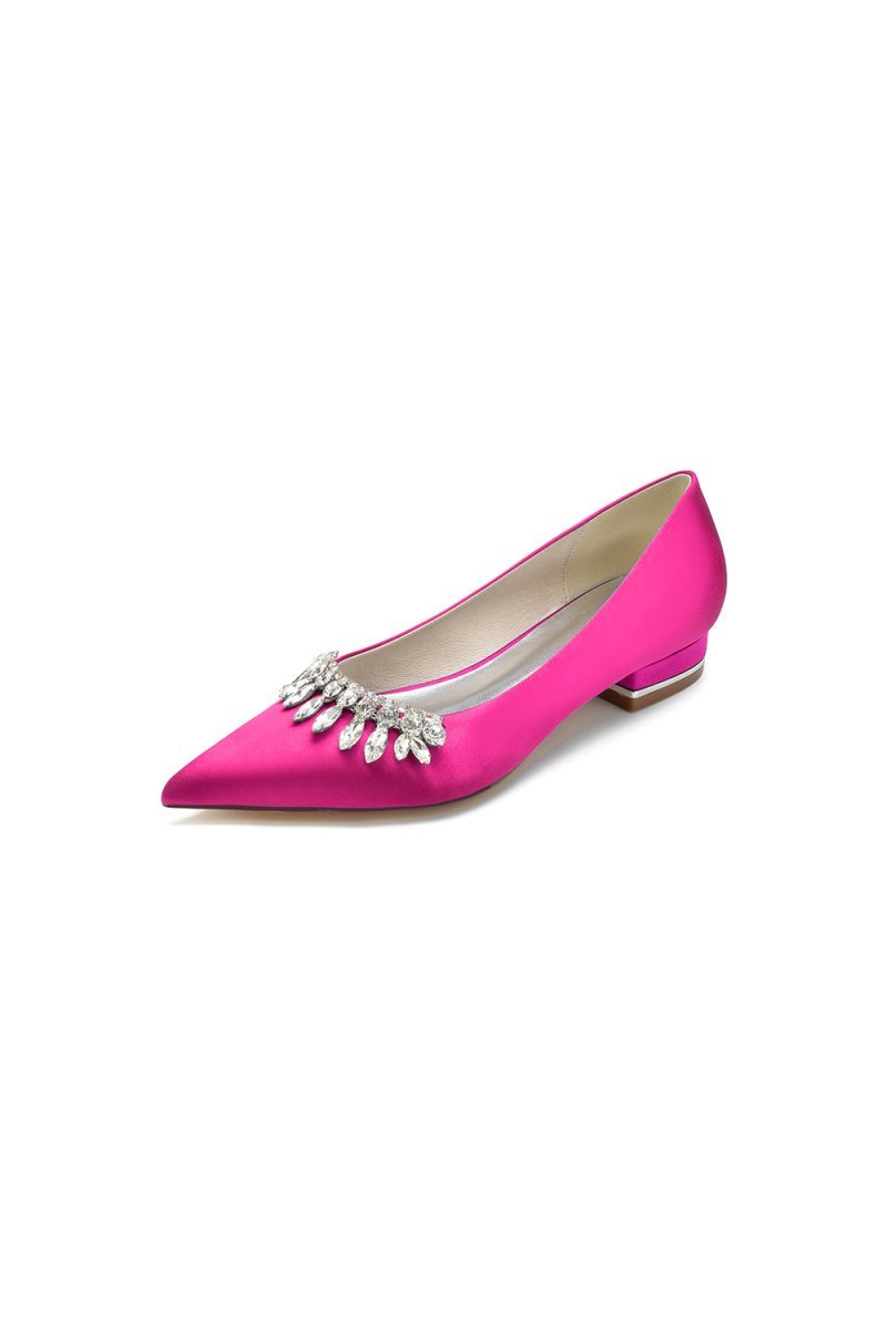 Rhinestone Cocktail Pointed Toe Flats - BOLODOO