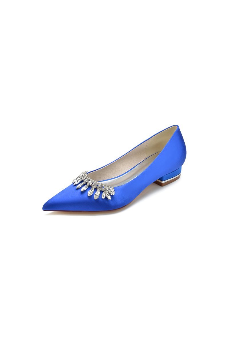 Rhinestone Cocktail Pointed Toe Flats - BOLODOO